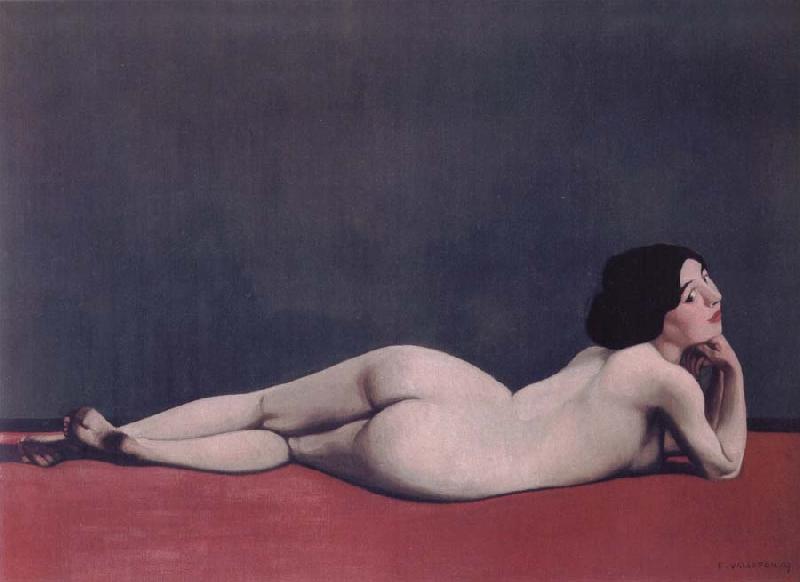 Felix Vallotton Reclining Nude on a Red Carpet